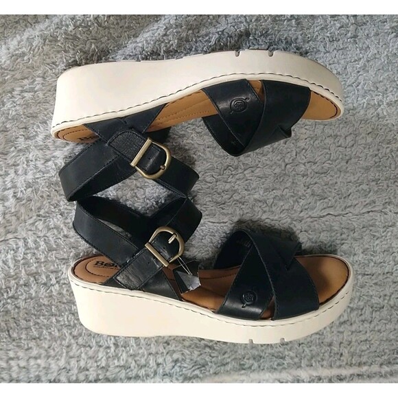 Børn Shoes - Born Leather Strap Comfort Sandals Black Size 9 Boho Beachy Comfy